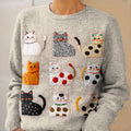 womens-lovely-cats-art-print-knit-pullover-sweater