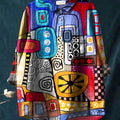 Abstrct Art Printed Women's Casual Cotton And Linen Shirt