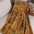 Women's Vintage Flower Art Print Casual Cotton Skirt