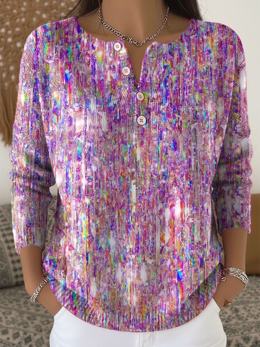 Vintage Shining Christmas Art Print Buttoned Cardigan Sweater