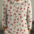 womens-lovely-cherry-art-print-casual-peter-pan-collar-3-4-sleeve-sweater