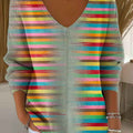 pull-over-sweater imprimé abstrait à contraste de couleurs pour femme (dxgf)