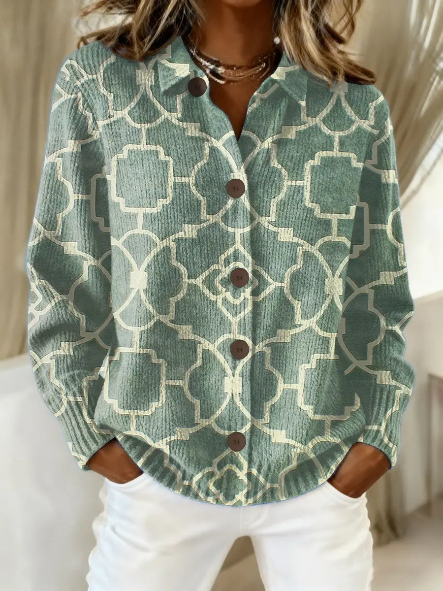 Women's Vintage Abstract Geometry Art Print Casual Sweater