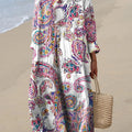 Women's Vintage Lovely Floral Art Print Cotton Dress