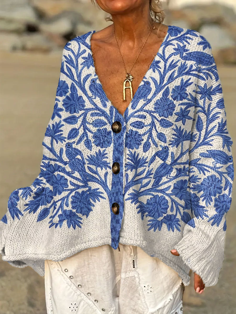 womens-vintage-tree-art-print-casual-pullover-sweater