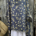 Women's Vintage Floral Art Print Casual Linen Cotton Pullover Top