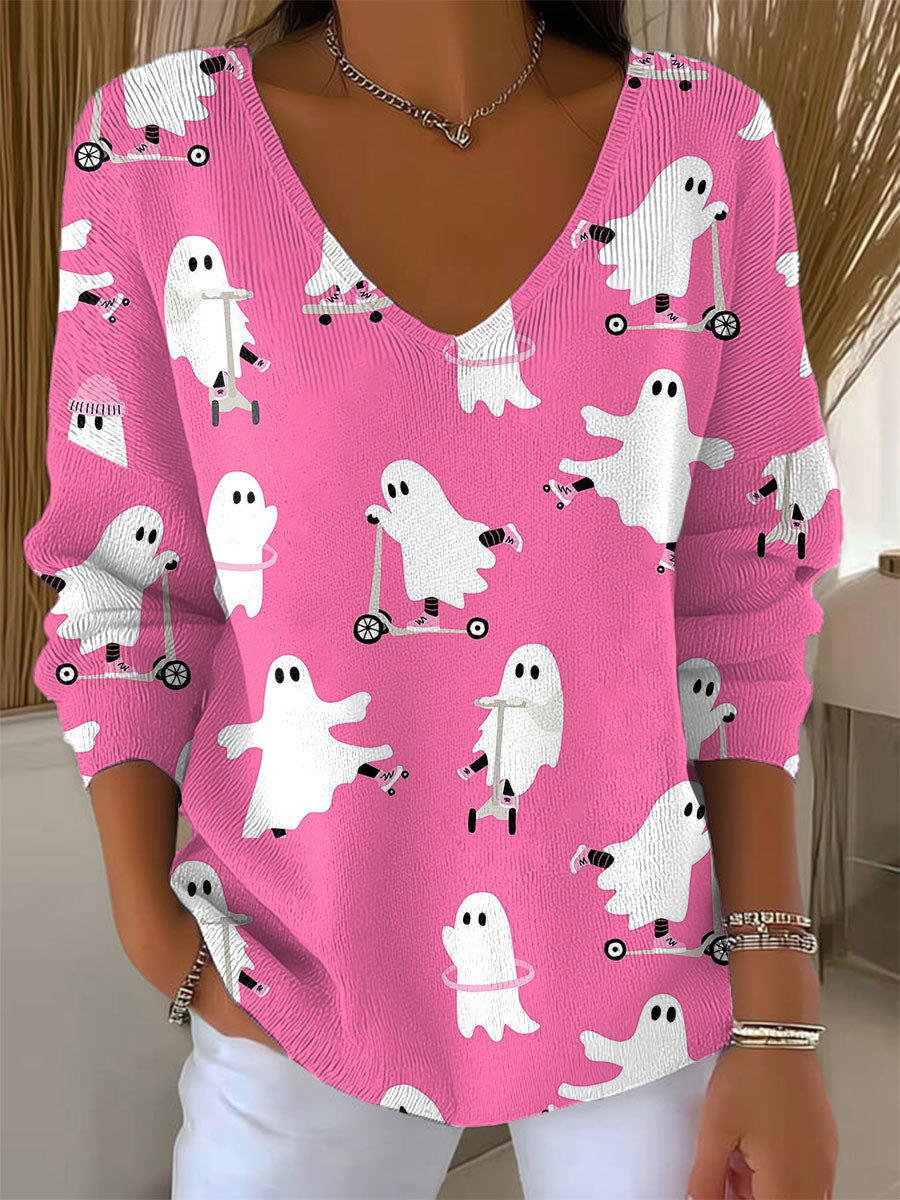 womens-funny-ghost-art-print-casual-pullover-sweater-uhmj