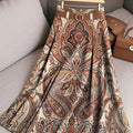Women's Retro Flowers Pattern Casual Print Cotton Skirt