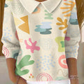 womens-color-multiple-image-mixing-pattern-casual-peter-pan-collar-3-4-sleeve-sweater
