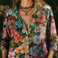Women's Multicolor Floral Flowers Print Casual Cotton Shirt