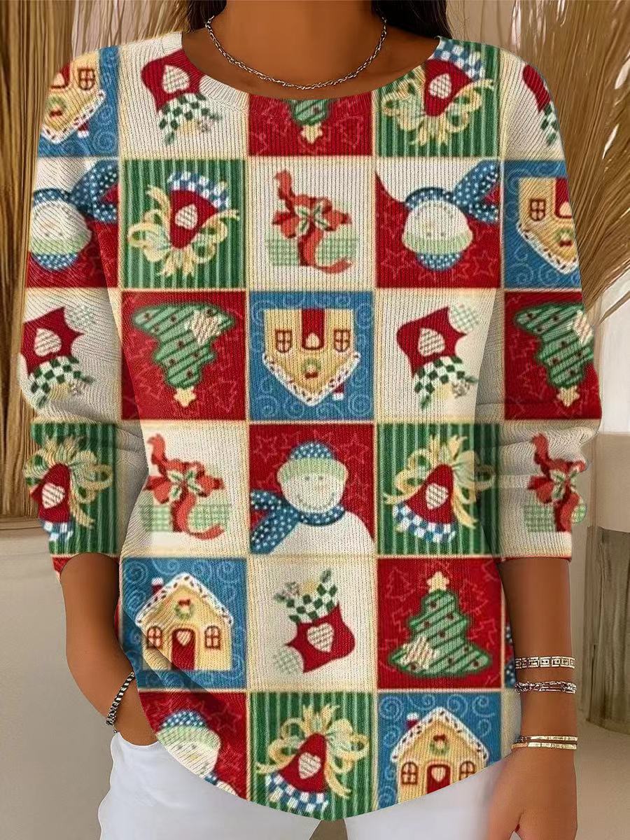 Women's Beautiful Winter Snowman Christmas Gift Painting Art Print Casual Pullover Sweater