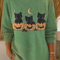 womens-halloween-cats-art-print-casual-pullover-sweater