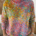 Women's Abstract Dot Pattern Art Print Knit Turtleneck Pullover Sweater