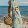 Women's Vintage Floral Art Print Cotton Dress