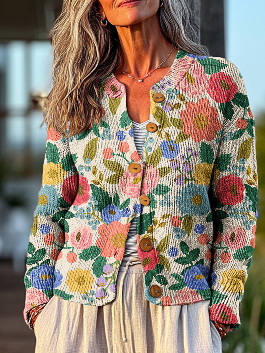 vintage-beautiful-colorful-floral-painting-art-print-buttoned-cardigan-sweater