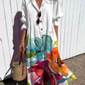 Women's Floral Art Print Pleated Casual Dress