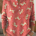 Women's Lovely Dogs Cats Pattern Art Print Buttoned Cardigan Sweater