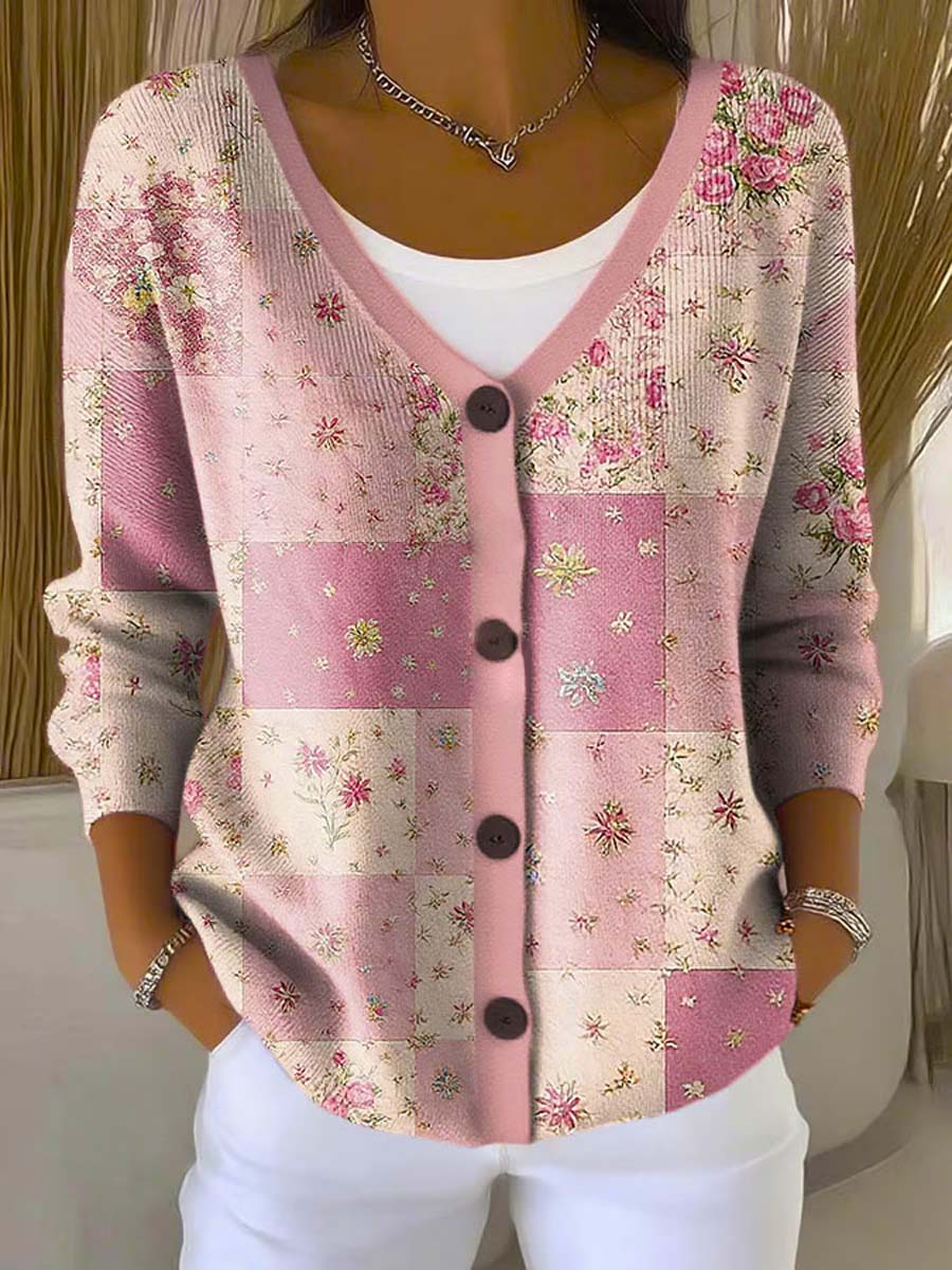 womens-vintage-floral-art-print-buttoned-v-neck-cardigan-sweater-gy2m