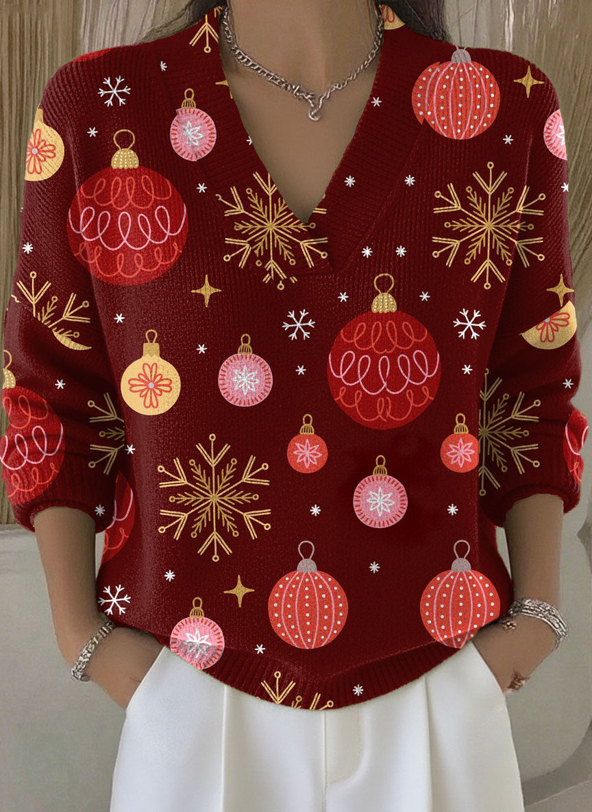 Vintage Christmas Art Print Buttoned Cardigan Sweater