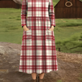 Women's Vintage Plaid Pattern Art Print Casual Cotton Dress