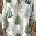 Women's Christmas Tree Art Print Buttoned Cardigan Sweater