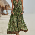 Women's Retro Casual Green Leopard Print Art Hooded Midi Dress