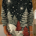Women's Retro Style Christmas Tree Art Print Casual Pullover Sweater