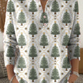 Vintage Winter Christmas Tree Painting Art Print Buttoned Cardigan Sweater