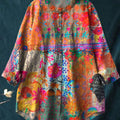 Women's Vintage Flower Art Print Casual Cotton And Linen Shirt