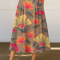 Women's Retro Floral Flowers Print High Waist Casual A-Line Skirt