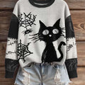 funny-cat-art-print-knit-pullover-sweater
