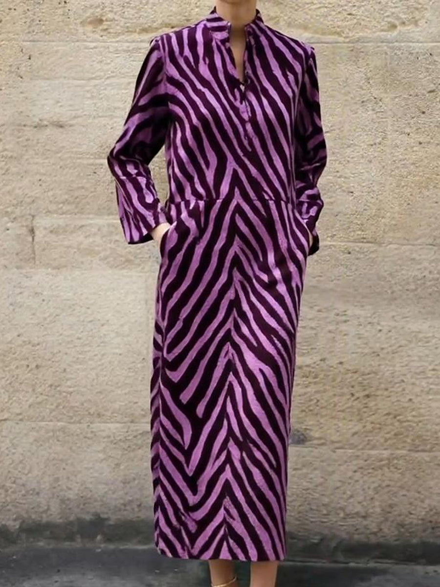 Art Berry Zebra Print Pocket Maxi Dress