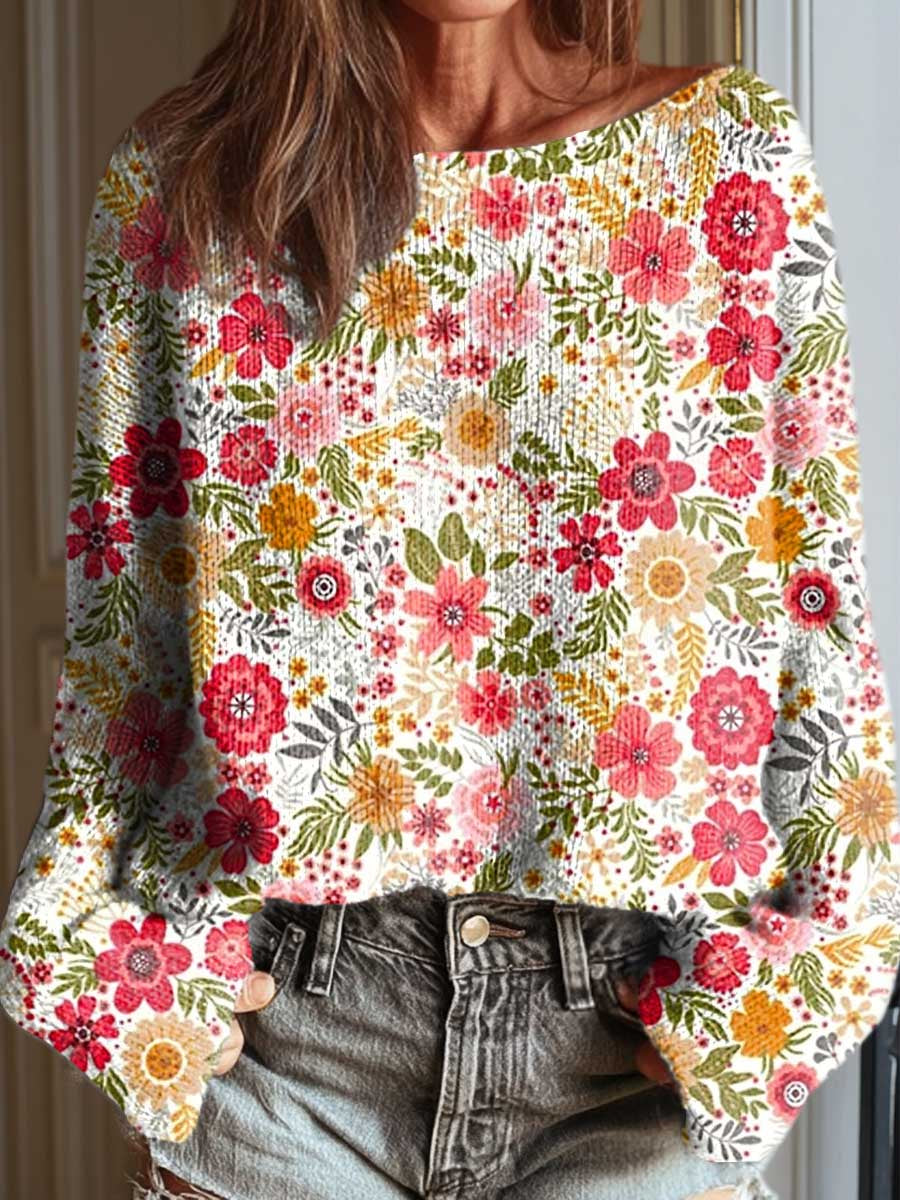 womens-vintage-floral-pattern-art-print-casual-pullover-sweater-m0kl