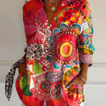 Women's  Flower  Art Print  Casual Cotton Shirt