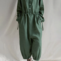 Women's Loose Waist Drawstring Organic Linen Jumpsuit
