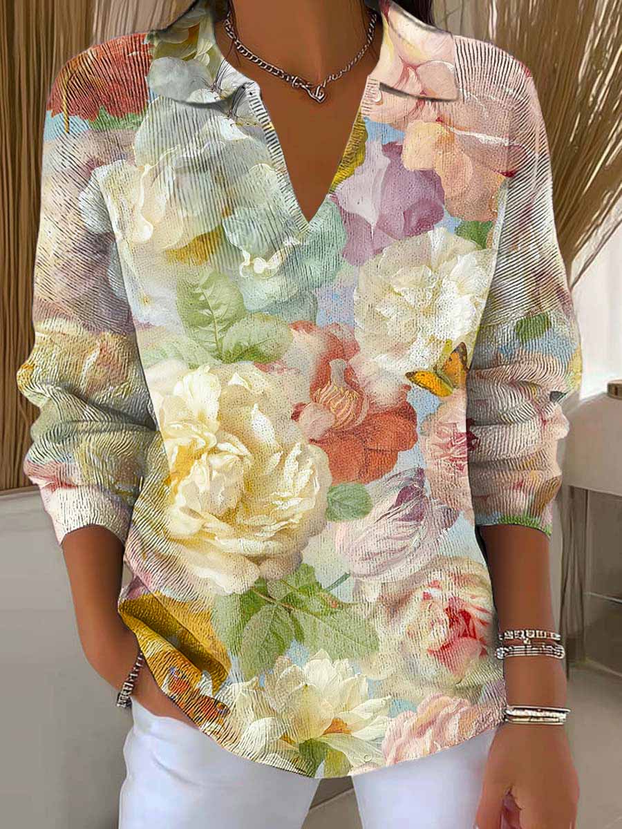 womens-vintage-floral-art-printed-casual-sweater