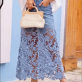 Stylish And Casual Patchwork Lace Denim Skirt