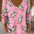 Women's Christmas Pattern Casual Print Pullover Sweater