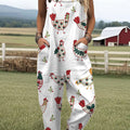 Women's  Funny Chick Art Print Casual 100% Cotton Wide Leg Jumpsuit