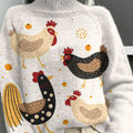 funny-chicken-art-print-knit-turtleneck-pullover-sweater