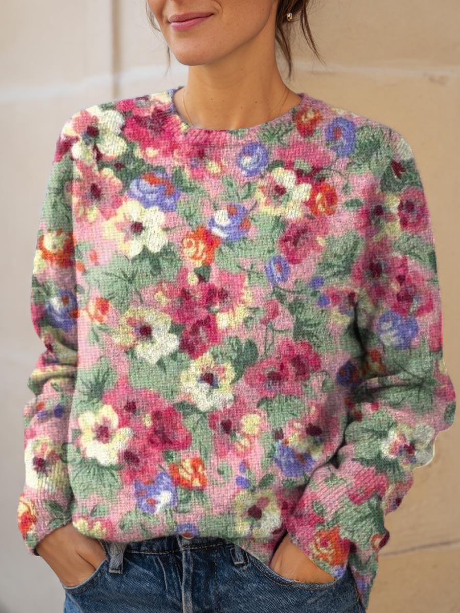 womens-floral-pattern-art-print-knit-pullover-sweater-89nq