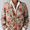 cardigan/pull boutonné à imprimé floral vintage pour femme 