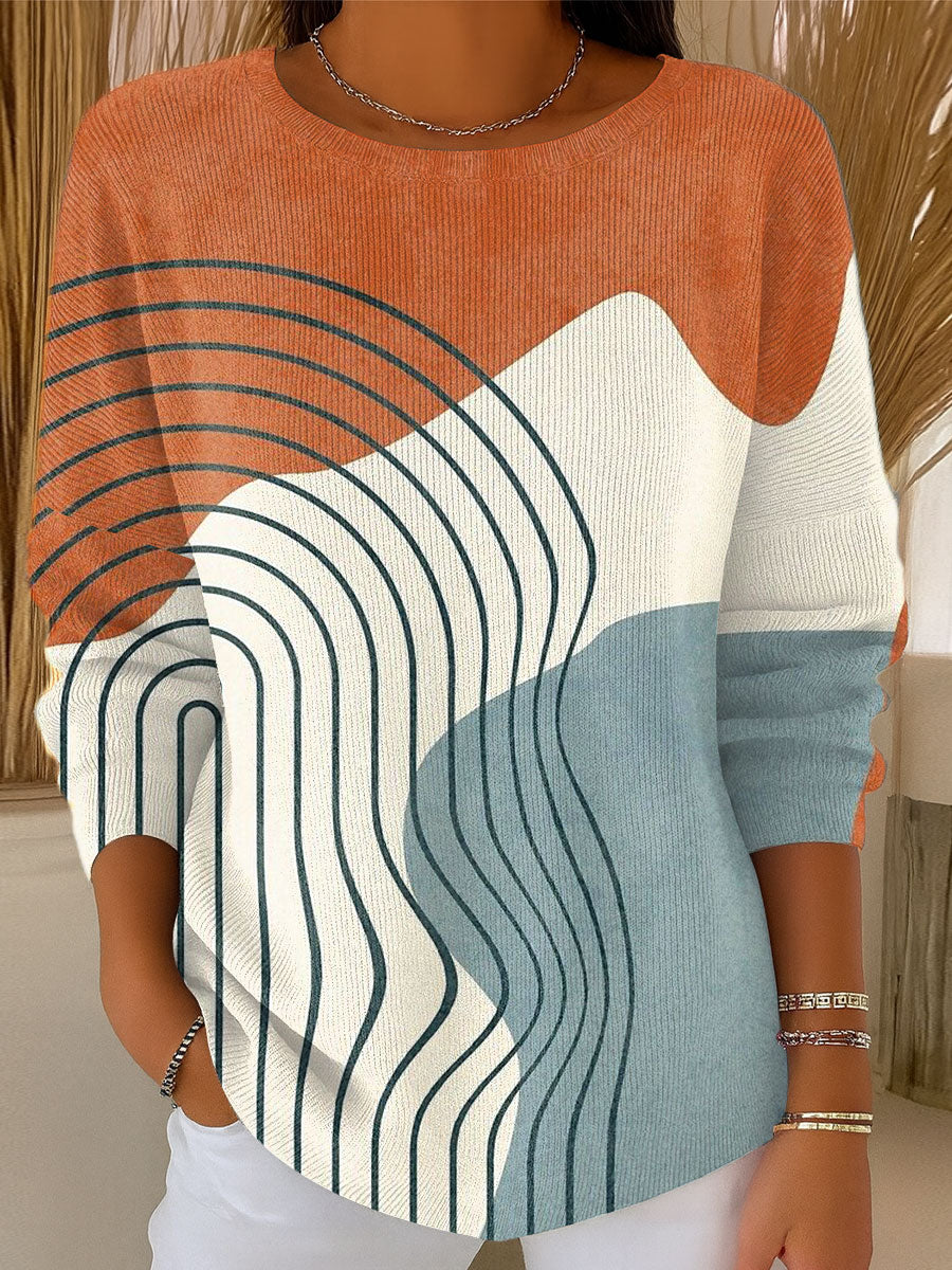 womens-vintage-abstract-geometric-art-print-casual-pullover-sweater-nn9m