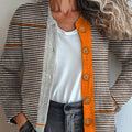 Vintage Abstract Geometric Art Print Buttoned Cardigan Sweater