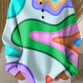 Women's Abstract Colorful Stripes Painting Art Print Casual Cotton Sweatshirt