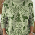 Women's Christmas Deer Art Print Casual Knit Turtleneck Pullover Sweater