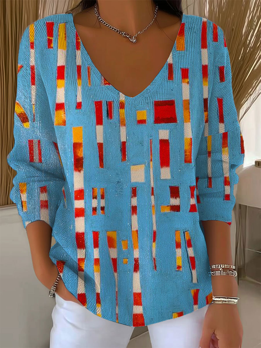 womens-vintage-abstract-geometry-art-print-casual-pullover-sweater-396c