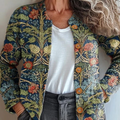 Women's Vintage Lovely Floral Art Print Buttoned Cardigan Sweater