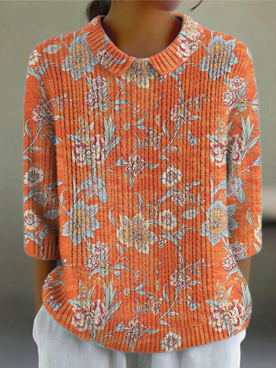 womens-vintage-floral-art-print-casual-pullover-sweater-ahr6