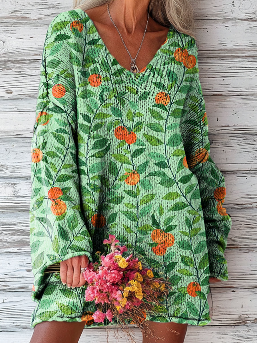 womens-vintage-fruit-and-leaves-painting-art-print-casual-pullover-sweater